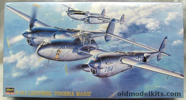 Hasegawa 1/72 P-38J Lightning Virginia Marie - With True Details Photoetch Set - 433 FS 475 FG 5th AF / Same but earlier / 383 FS 364 FG, JT1 plastic model kit